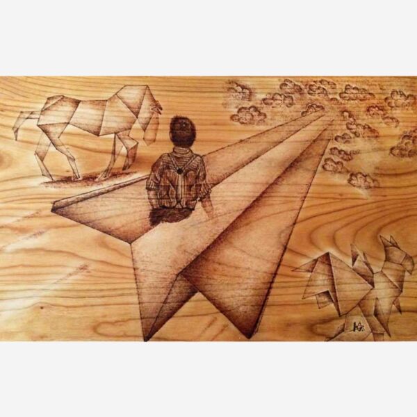 dřevěný obraz pyrografie