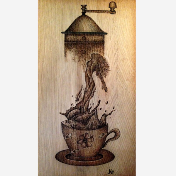 Drevene Obrazy Jeste Jeden Salek Kavy Justwood 9 dřevěný obraz pyrografie