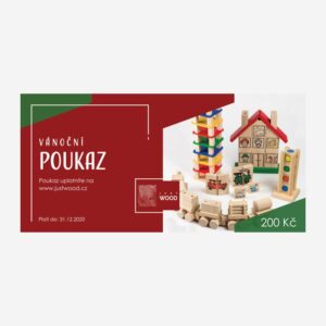 Vánoční dárkový poukaz Justwood s motivem pro děti v hodnotě 200 Kč