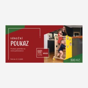 Vánoční dárkový poukaz Justwood s motivem pro děti v hodnotě 500 Kč